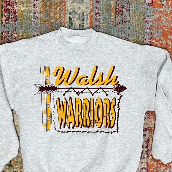 Vintage 1980s Walsh Warriors Russell Athletic Gray Crewneck 80s Sweatshirt - Picture 2 of 4